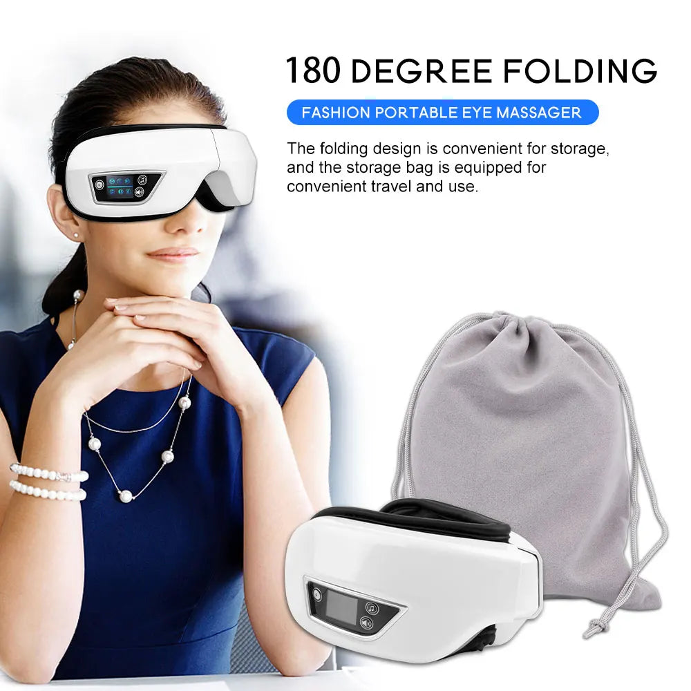 6D Smart Airbag Vibration Eye Massager Hot Compress Bluetooth Eye Massage Glasses Eye Care Instrument Fatigue Pouch & Wrinkle